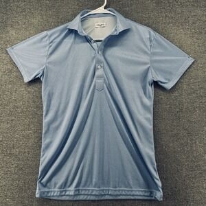 Collars & Co. Golf Polo Shirt Men Size Small Light Blue Gingham Short Sleeve